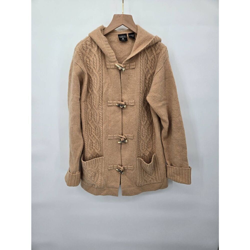Nordic Design Cardigan Size Petite Medium Lambswool Angora Cable Knit